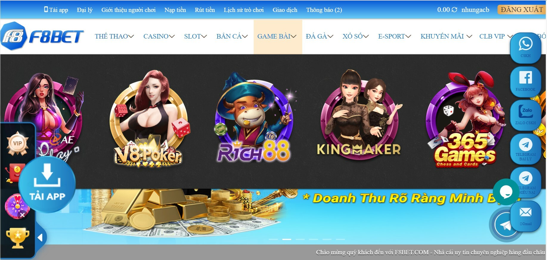 Game bài đổi thưởng tại F8bet