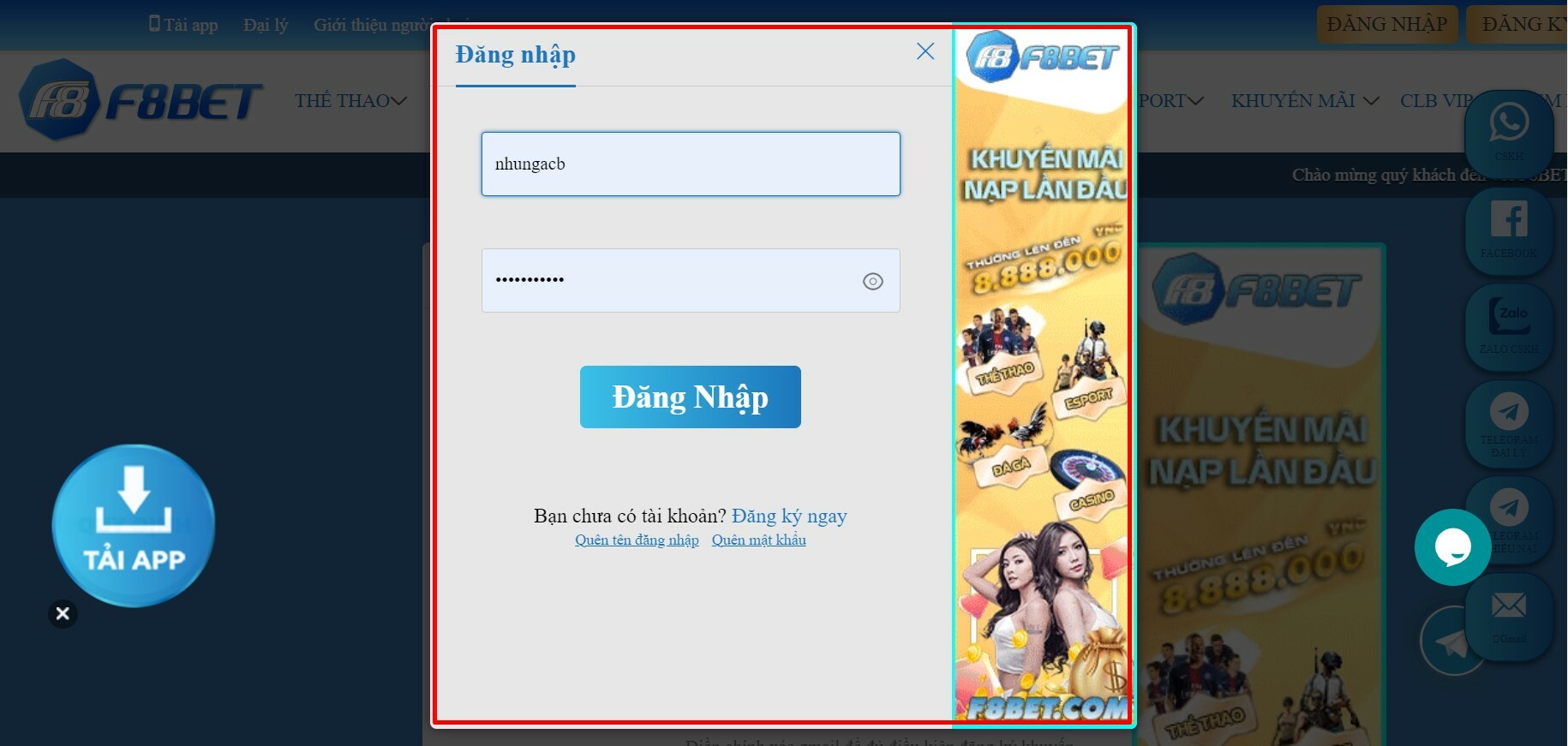 Hướng dẫn đăng nhập F8bet