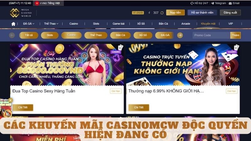 Các khuyến mãi casinomcw độc quyền hiện đang có  