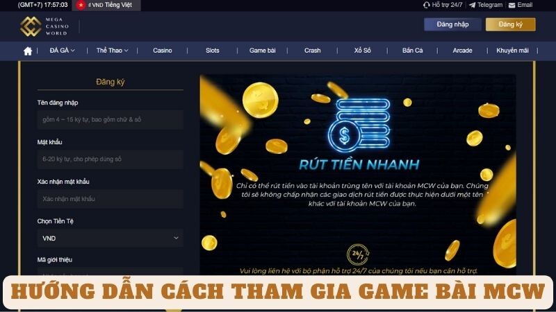 Hướng dẫn cách tham gia game bài mcw